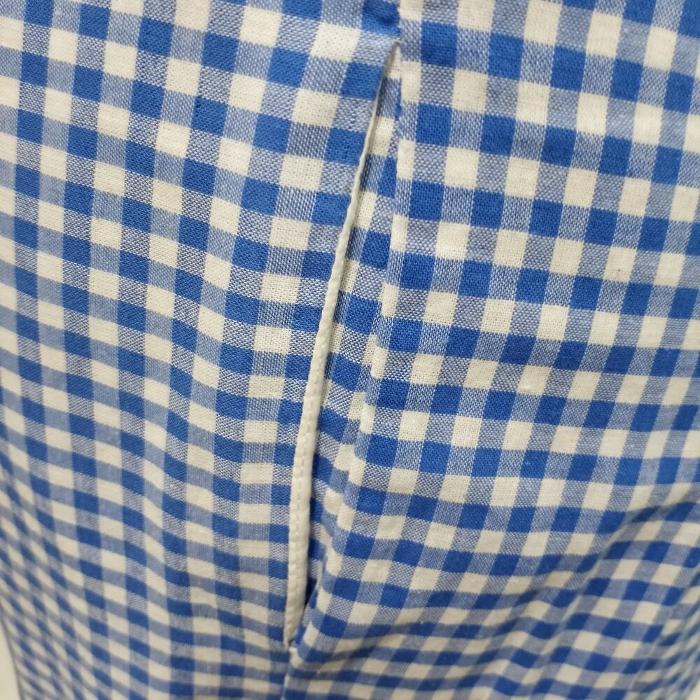 CHETTA B BLUE WHITE GINGHAM FIT & FLARE SHIRT DRESS WITH BELT & COLLAR SIZE 10 - Picture 4 of 9